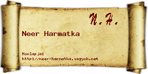 Neer Harmatka névjegykártya